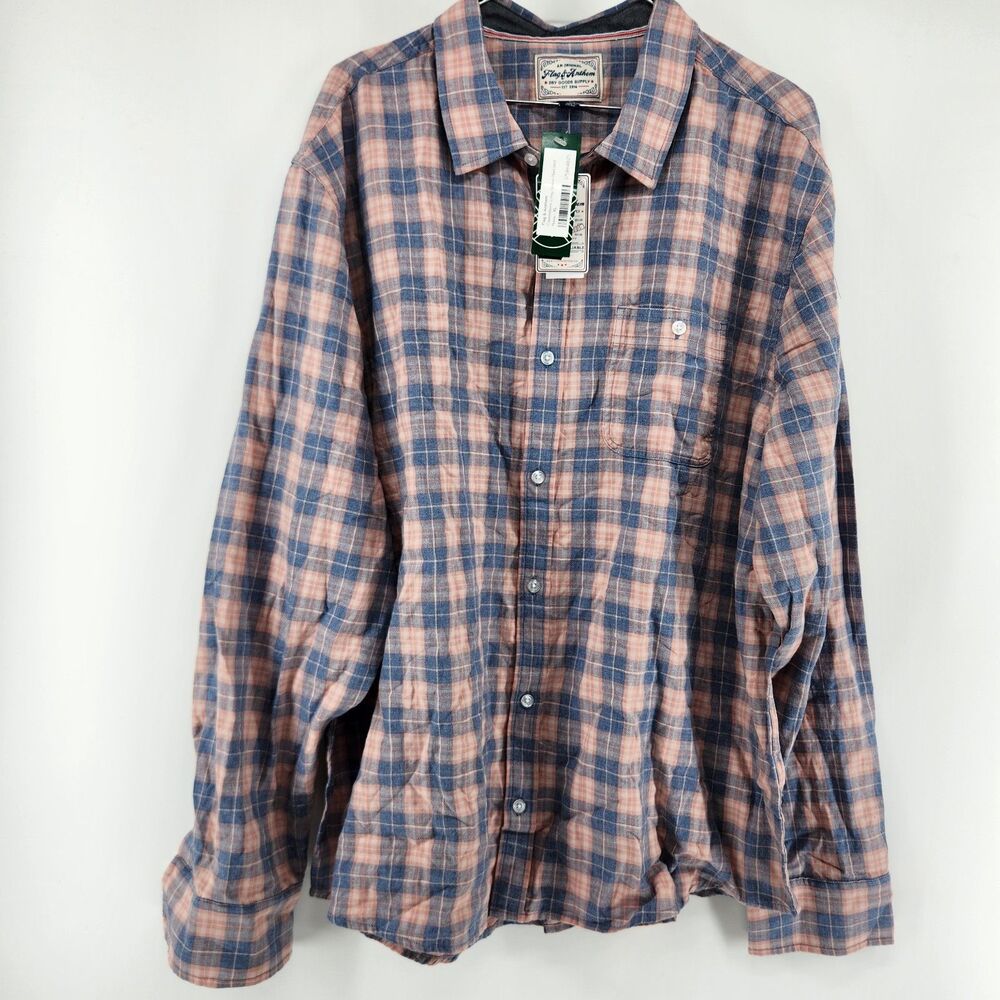 Flag & Anthem Men's‎ Navy XL Owensboro Long Sleeve Plaid Shirt NWT
